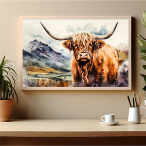 Watercolour Highland cow photo prints