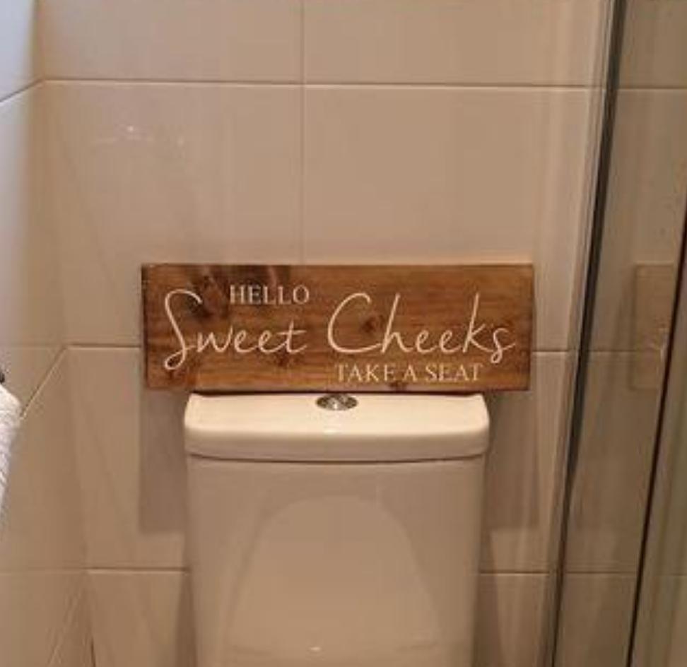 Take a seat Sweet Cheeks - Bathroom /teak toilet Sign