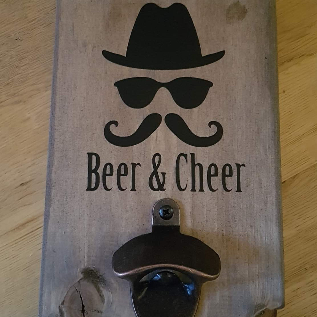 Beer & Cheer Bar Sign        (with bottle opener)